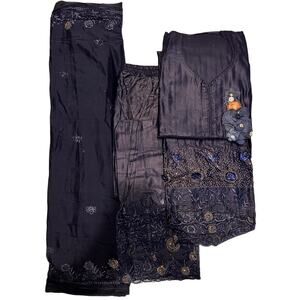 Dark Blue Embroidered Salwar Kameez Suit Gulabi Girl D.NO.2462 w/ Dupatta